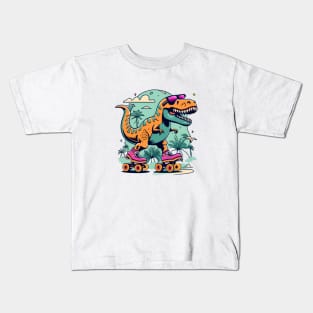 dino T rex skating Kids T-Shirt